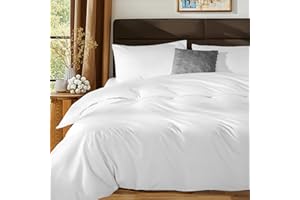SONORO KATE 100% Egyptian Cotton Duvet Cover King Size, 1000 Thread Count Sateen Duvet Cover, Soft, Breathable Cotton Comforter Cover with Hidden Zipper Closure - 3 PC (White,King)