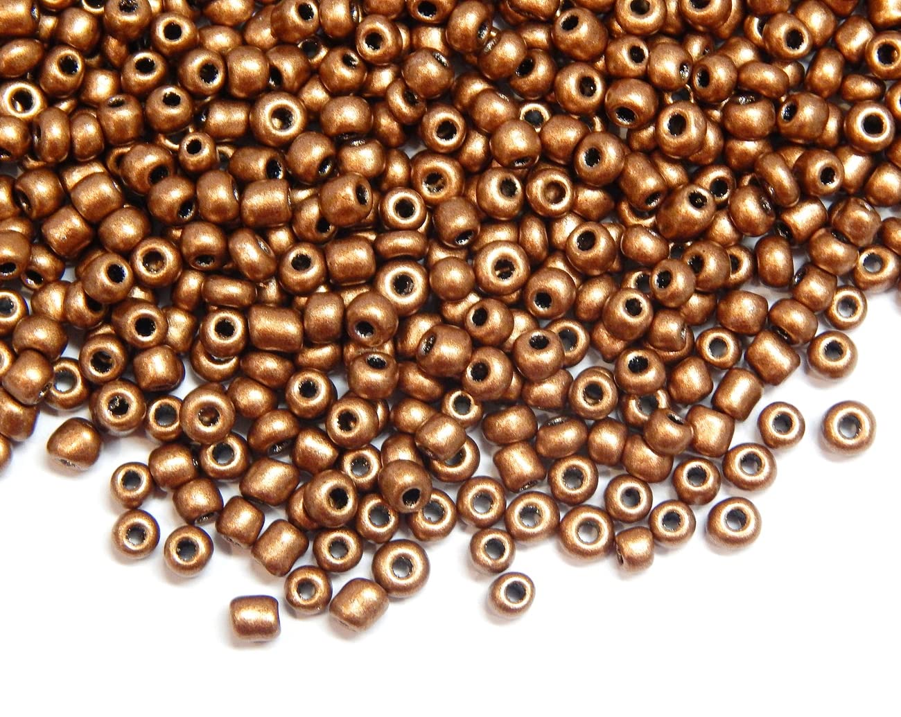 3300 Pieces Glass Seed Beads 3 mm Metallic Colour Set, 8/0, Pony Beads, Clear Mini Round Beads, Metallic Seed Beads, (Matt Brown)