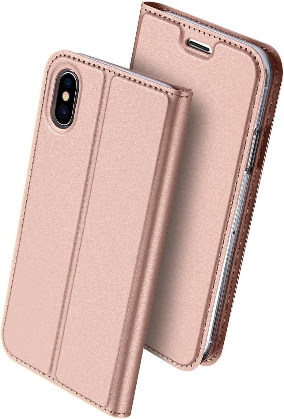 Verco Case compatible with Apple iPhone X, Flip Wallet Cover with Magnetic Closure for iPhone XS Phone Case - rose gold - Image 3
