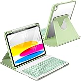 besky Keyboard case for iPad A16 11th 10th Generation 11/10.9 inch, Detachable Keypad,360 Rotatable Magnetic Cover with Pencil Holder for iPad 11 2025 10 Gen 2022 - Matcha Green