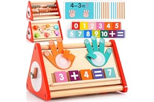 MOTREE Preschool Learning Toys for Toddlers 2-4, 5-in-1 Montessori Math Manipulatives Number Counting Blocks Abacus Fraction for Kids, Educational Toys for 3-5 Year Old Boys Girls Birthday Gifts