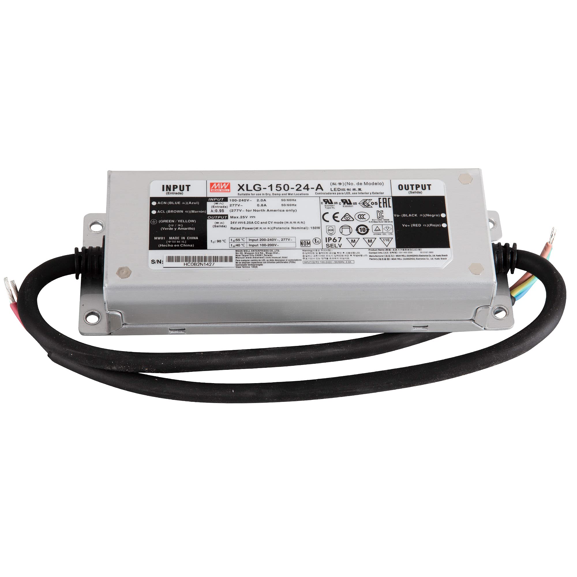 Mean Well XLG-150-24-A LED Transformer 150W 24V DC 6250mA