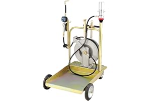 LAUCO Mobile Oil Pump Kit – 3:1 Air Operated Drum Pump for 55 Gallon Barrel, 870 PSI Pressure for SAE240 Oils/Fluids (Not for Gasoline or Diesel) (Full Kit + Retractable Air Hose)