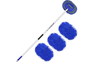 160cm 63" Car Wash Brush with Telescopic Long Handle 2 in 1 Microfiber Truck Cleaning Mop RV Trailer Windshield Vehicle Inter