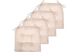 JAMPAYANG Chair Cushion, 4 Pack Chair Cushions for Dining Chairs, Chair Pads and Mat with Ties for Indoor Kitchen Seat and Desk (4 Count - 17 x 16 in, Beige)