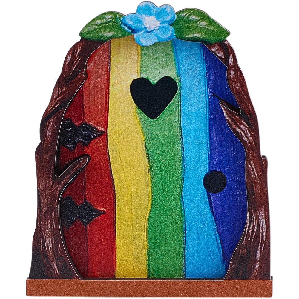 GORGECFAFT Fairy Garden Door Accessories Wood Miniature Fairy Doors Wall 3D Wooden Door Ornaments Art Sculpture Decoration DIY Gnome House Indoor Mystical Garden Ornament for Tree Trunk (Colorful)