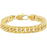 Men's Yellow Gold Stainless Steel 9.5" Cuban Link Chain Bracelet