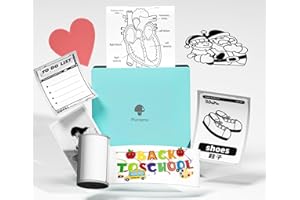 Sticker Printer-Phomemo M02 Mini Pocket Printer, Inkless Bluetooth Thermal Printer, Sticker Study Note Printer for Gift, Pict