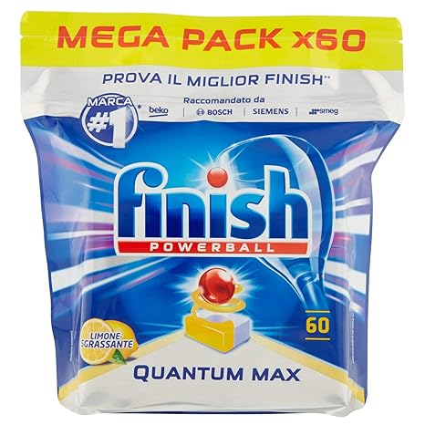 FINISH Quantum Max 60 Lemon Tabs Pastiglie Lavastoviglie: Amazon ...