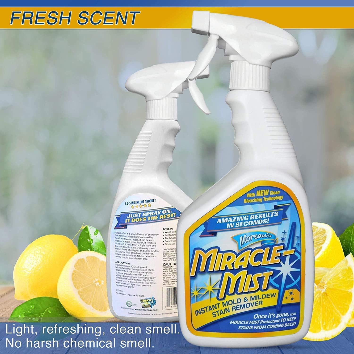 MiracleMist ENCRMMIC4 Instant Mold and Mildew Stain Remover (32-Ounce Spray Bottle), Blue: Home & Kitchen