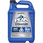 PEAK Titanium 50/50 Prediluted Antifreeze and Coolant for All Engine Cooling Systems, Long-Lasting Yellow Engine Coolant/Antifreeze for Lifetime Engine Protection in All Vehicles, 1 Gal.