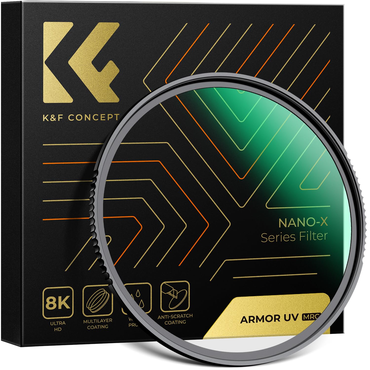 K&F CONCEPT 58mm UV Filter Armor UV Protection Strong Impact Resistance, 28-Layer Multi Coated HD Glass, Waterproof Ultraviolet Lens Protector Filter for DSLR Cameras (Nano-X Series)