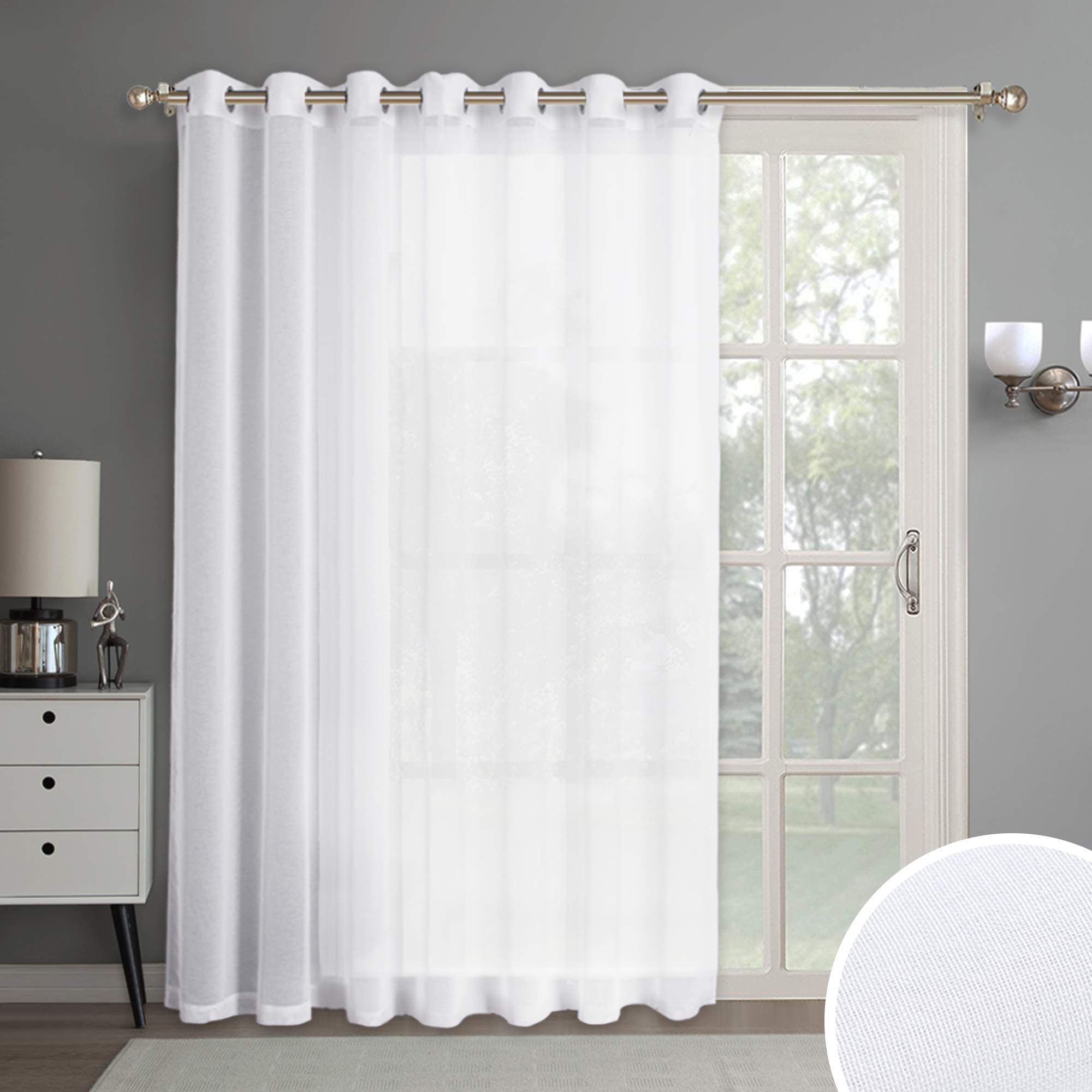 Buy RYB HOME Linen Like Sheer Curtain for Sliding Glass Door, Half