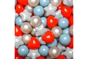 TRENDPLAY Ball Pit Balls Stars : Different Shapes - Mix Stars Shapes for Kids, Perfect for Parties, Pink Green Blue White Gray 50 100 200 500 Pack