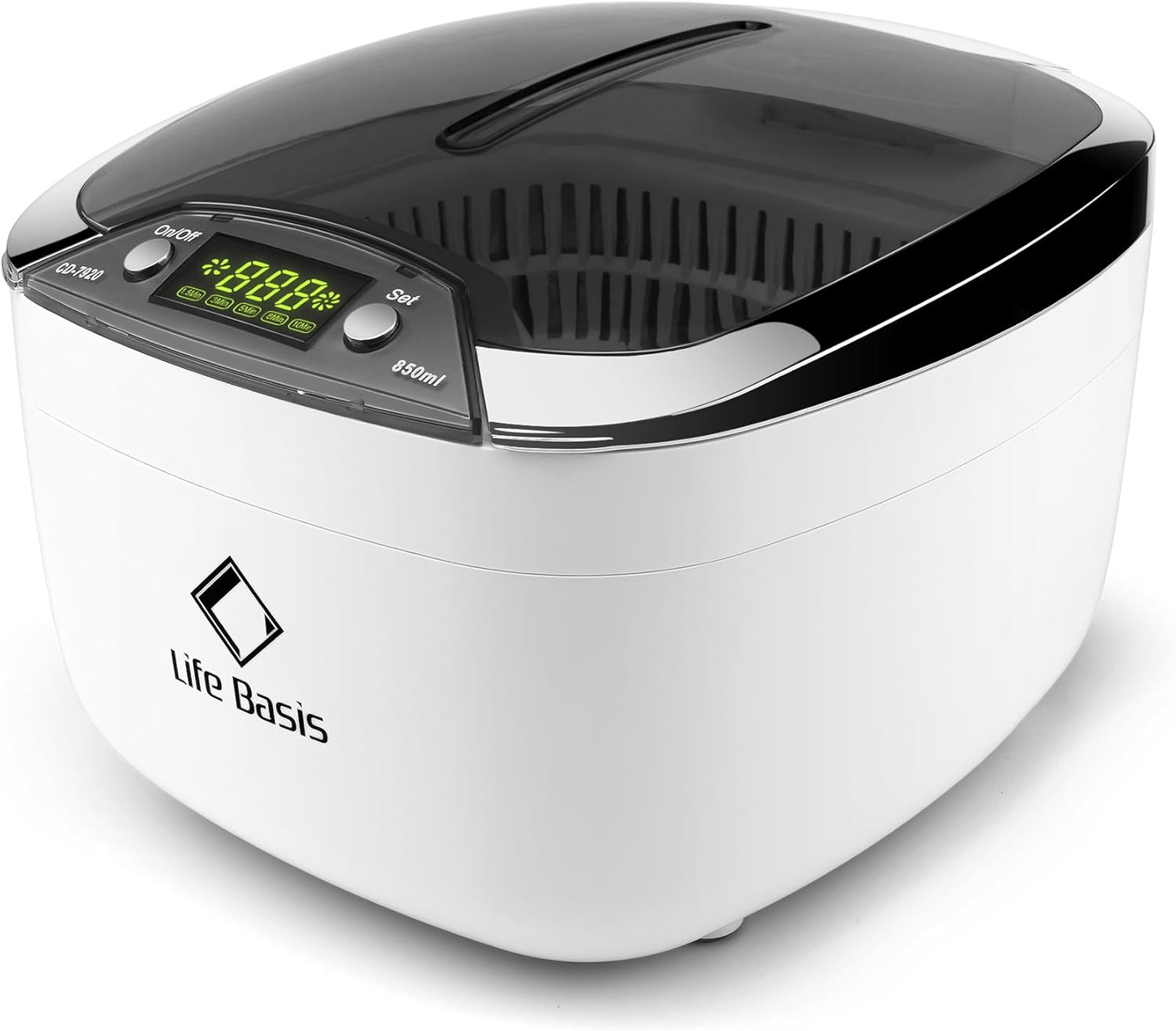 Ultrasonic Cleaner,LifeBasis 850ML Jewellery Cleaner with Basket Watch Stand CD Holder for Jewelry Glasses Watch CD Denture Coin Medal Parts Lab Tools Tattoo Tool Guin-ness Surger Can