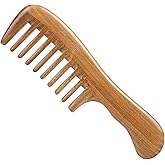 Breezelike Sandalwood Hair Comb - No Static Handmade Wide Tooth Comb - Natural Wooden Detangling Comb with Gift Box