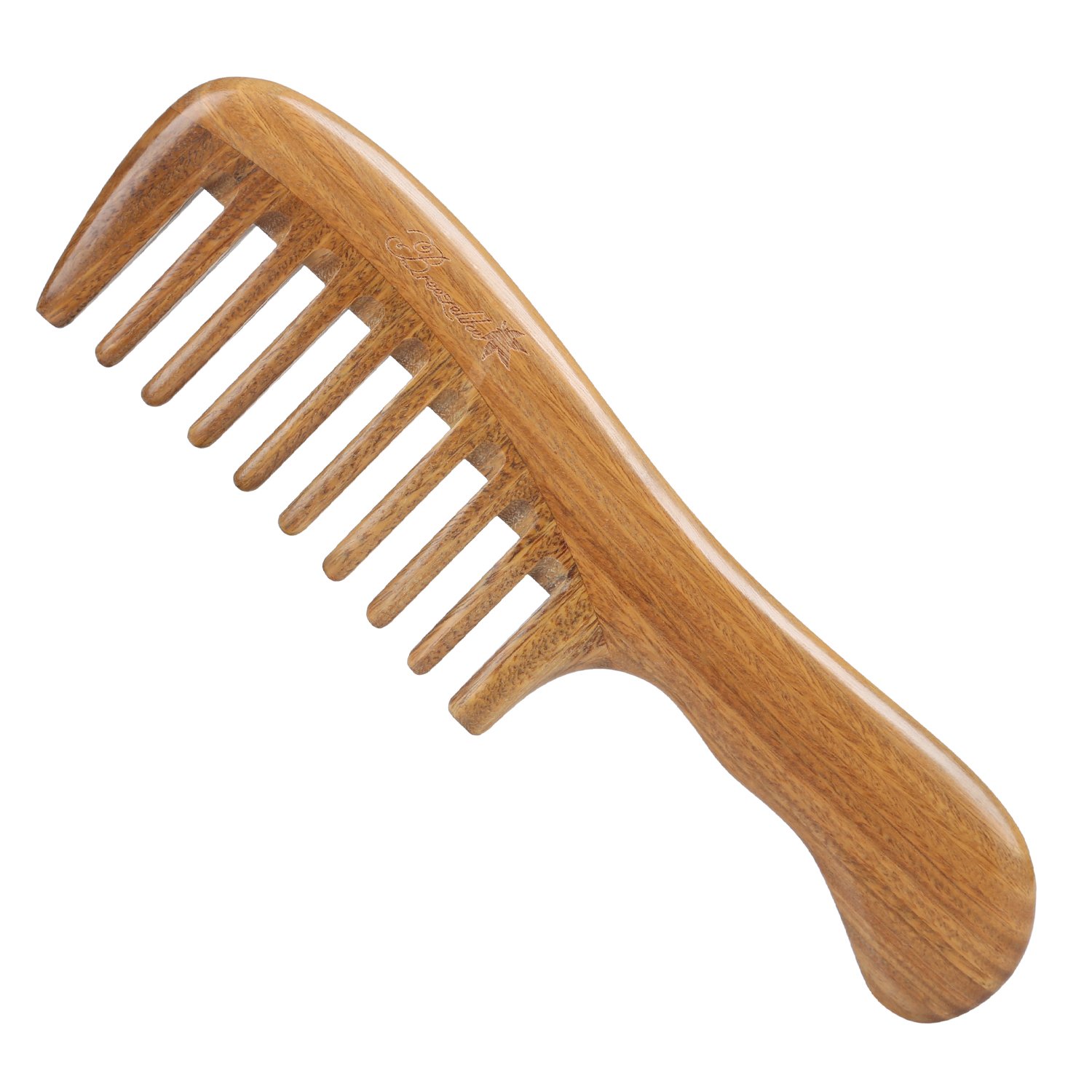 Breezelike Hair Comb for Detangling - No Static Wooden Wide Tooth Comb - Natural Wood Aroma Sandalwood Comb for Women and Men