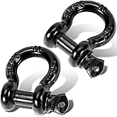 Htata Prep 1/2" D Ring Shackles with 7/8" Screw Pin, 26,400 lbs Break Strength, Heavy Duty Clevis Shackles (Black) for Jeep, Truck, SUV, Trailer, ATV, UTV(2pcs)