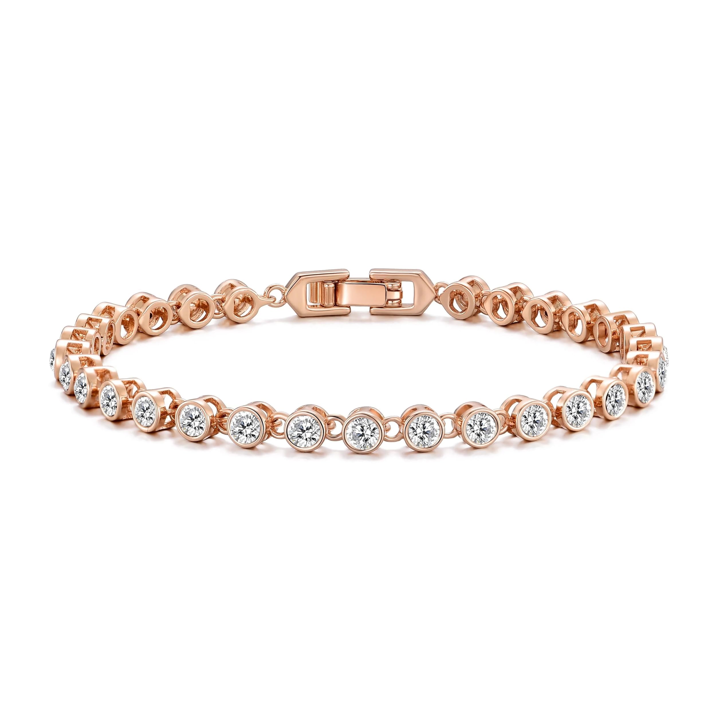 Philip Jones Rose Gold Plated Solitaire Bracelet Created with Zircondia® Crystals