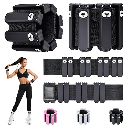 LMTrystFit Wrist Ankle Weights Set of 2, Adjustable Silicone Weighted Wristbands for Women Men, Wearable Arm & Leg Weights for Pilates, Walking, Workout Exercise, 1lb Each Black