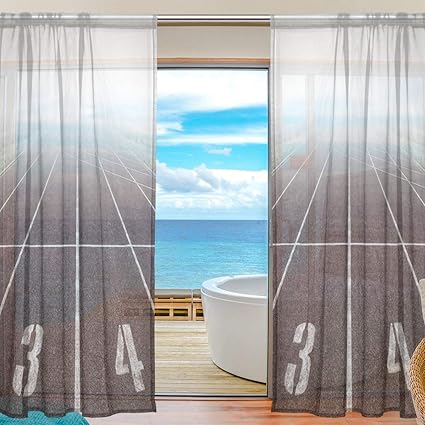 Amazon.de: TIZORAX Braun-weiße Gardinen für Wohnzimmer, Vorhangstange