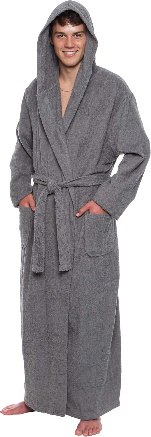 Ross Michaels Men's Big & Tall Cotton Terry Hooded Robe - Lightweight Luxury Long Bathrobe w/Hood at  Men’s Clothing store