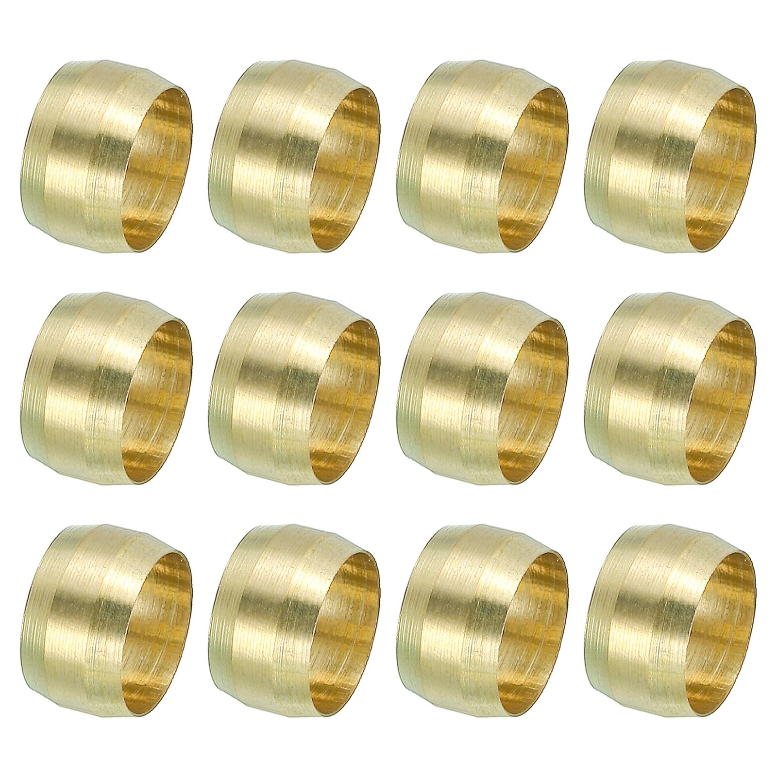 PATIKIL 8mm ID Compression Sleeve Ferrules, 12 Pack Brass Sleeve Ferrules Compression Fitting Assortment Kit for Water Oil Air Pipe