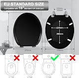 Angel Shield Wood Toilet Seat with Adjustable Soft Close Hinges Black view 2