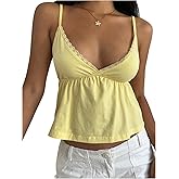 GORGLITTER Women's Lace Babydoll Cami Corp Top Ruffle Cute Sleeveless Summer 2026 Going Out Peplum Shirts