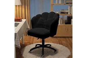 XUEGW Cute Petal Desk Chair Velvet Vanity Chair with Bow Cushion, Butterfly Home Office Chairs for Bedroom Computer Task Chairs with Back