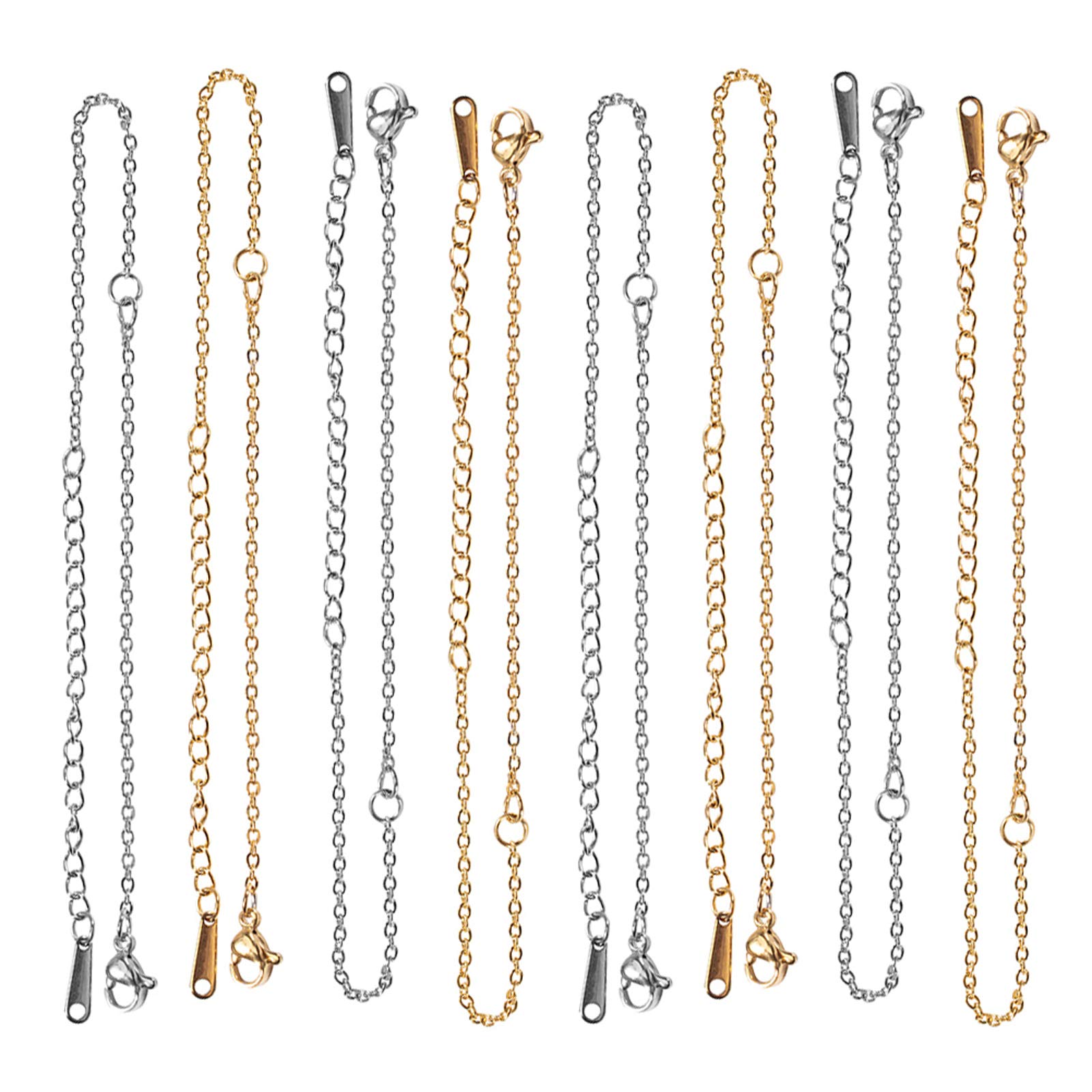 UNICRAFTALE about 12.7cm 10pcs Bracelet Chain for Jewelry Making, Golden & Stainless Steel Color Cable Chain with Lobster Claw Clasps, Stainless Steel Chain for Jewelry Bracelet Making