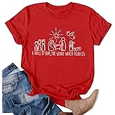 Christian Christmas Shirts for Women Believe Christmas Shirt Jesus Faith T-Shirt Bible Verse Religious Tops