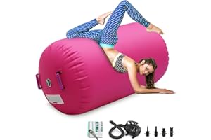 CZGBRO Air Roller Gymnastics Barrel Inflatable Tumbling Roller Air Mat Octagon Mat with Electric Pump for Backhandspring Training Cheerleading Home Use