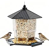 Yieach Hanging Bird Feeder for Outdoors,Large Hopper Squirrel Proof Birdfeeder for Cedar,Red,Cardinal,Blue Jay and Wild Birds,Easy to Feel Birdhouse & Bird Seed Feeder & Gazebo for Outside,Tree,Black