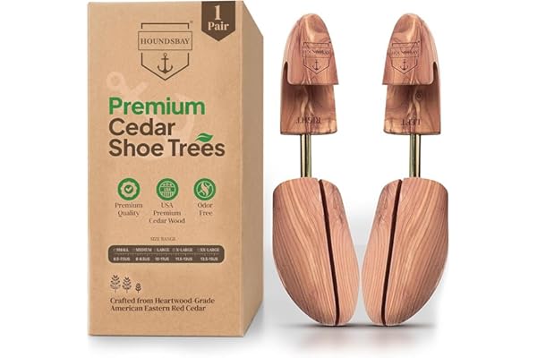 HOUNDSBAY Cedar Shoe Tree, Men's Shoe Trees, Shoe Trees for Sneakers & Boots, Size 8-12 M US