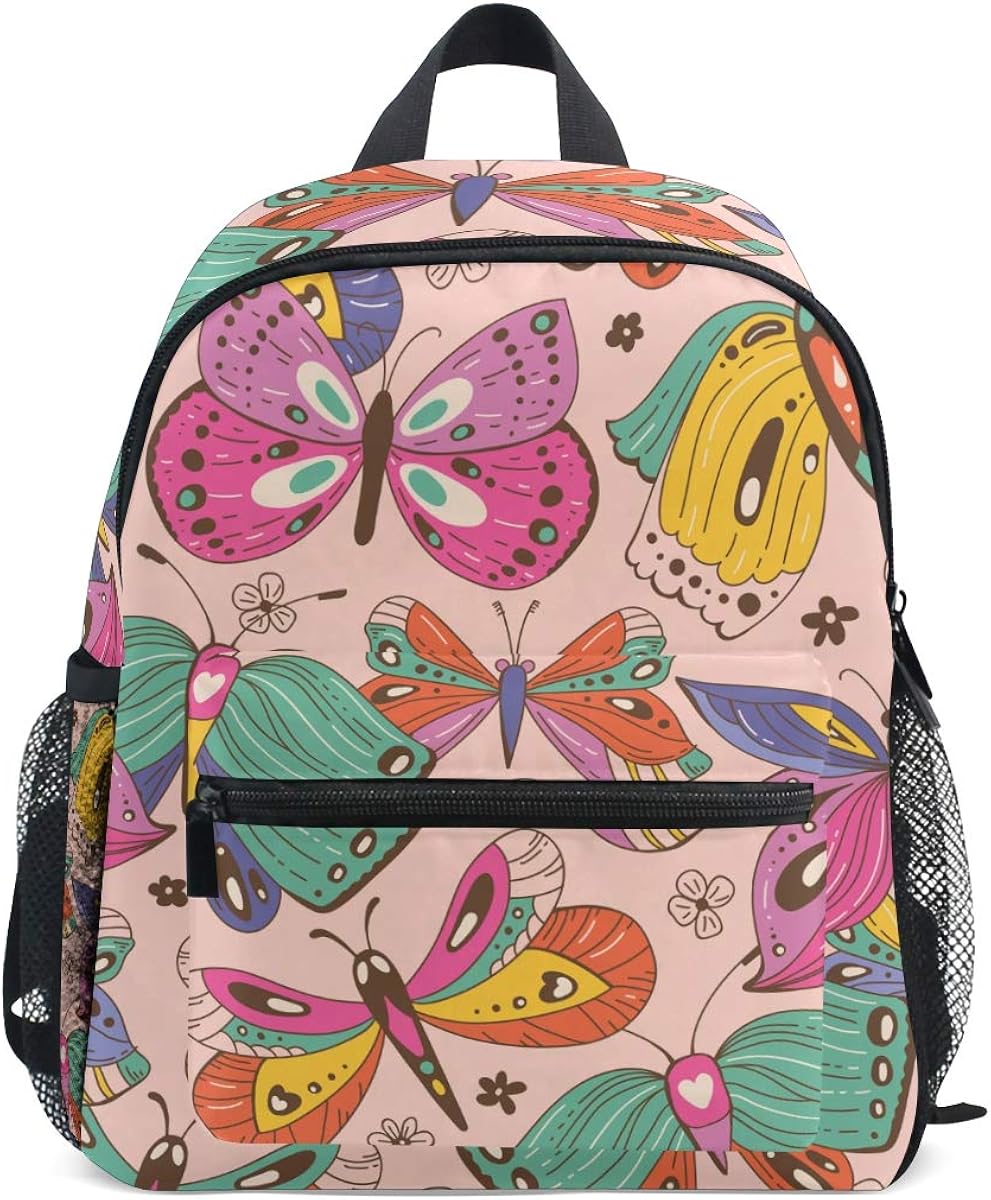 Colorful Pink Butterflies Toddler Backpack Bookbag Mini Shoulder Bag