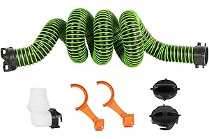 OUTPRIZE 15FT RV Sewer Hose, Extreme Heavy Duty TPE for Abrasion Resistance and Crush Protection, Camper Sewer Hose Kit with Pre-Attached Bayonet Fittings, 4-in-1 Adapter Elbow and Wrench, Green