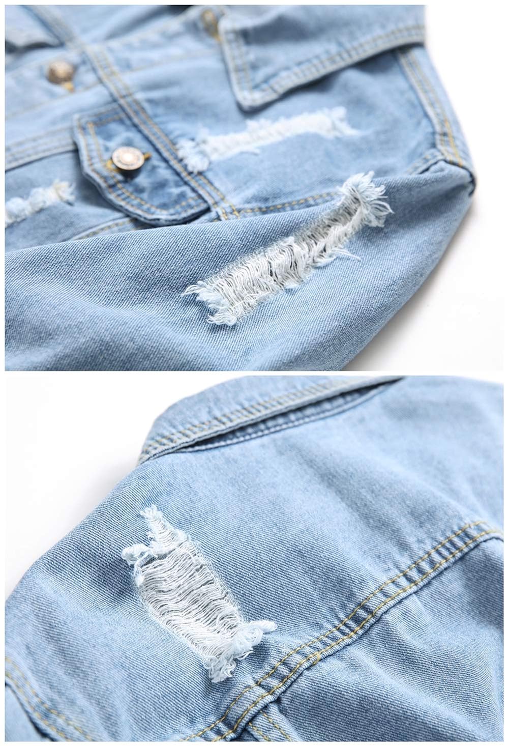Classic Ripped Slim Denim Jacket with 