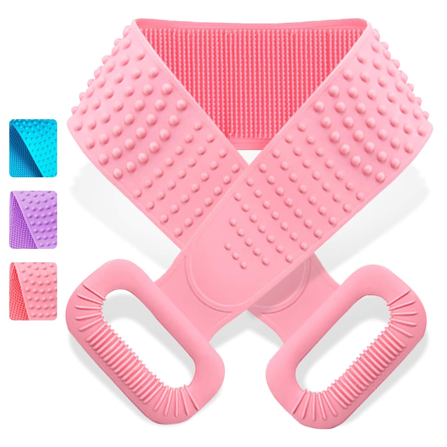 CONBOLA Back Scrubber for Shower Silicone Body Brush 30 inches/76 cm Extra Long Exfoliating Body Scrubber With Handle for Men and Women Long Lasting and Easy to Clean.(Blue) : Beauty