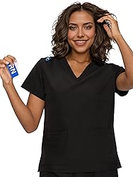 floralhue Scrub Tops for Women, Curved V-Neck Scrub