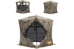 JOMAILIEEL Ground Blind for 2-3 & 3-4 Person, 360/270 Degree See Through for Deer and Turkey, Pop Up Deer Blind with Single Door/Double Doors, Portable Carry Bag and Quiet Fast Setup