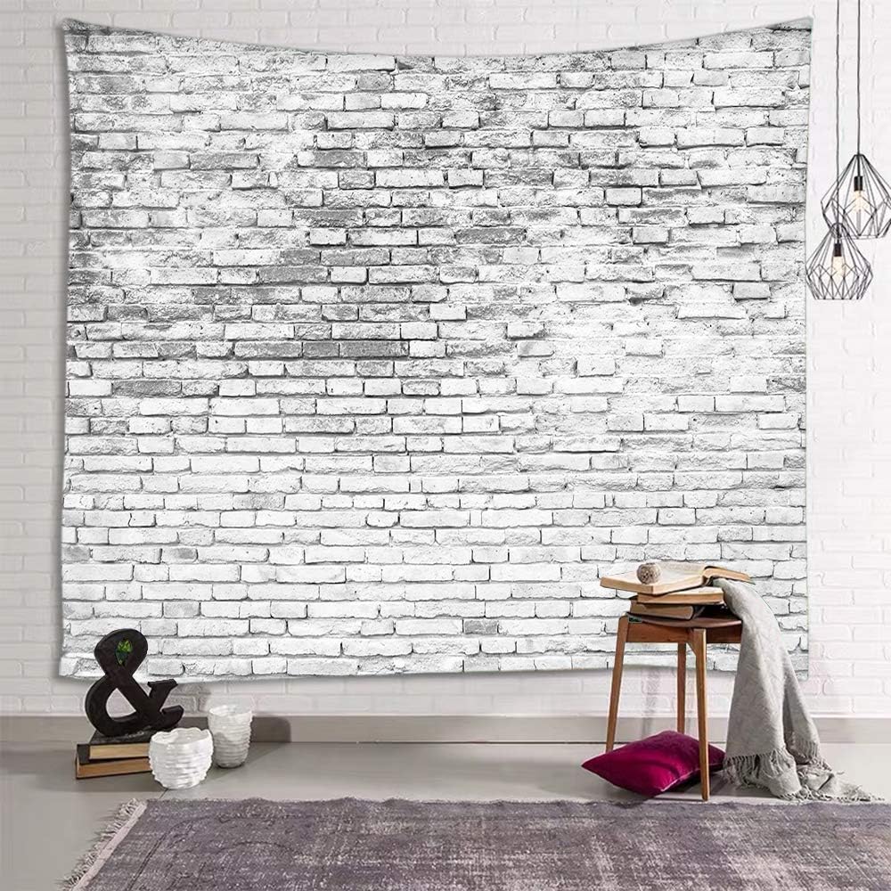 Tapestries - Sevendec White Brick Tapestry Stone Brick Wall Tapestry Vintage Backdrap Tapestry Wall Hanging for Livingroom Bedroom Home Dorm Decor W90 x L71