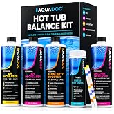 AquaDoc Hot Tub Water Balance Kit with 100 Test Strips - Made in USA | pH Increaser &amp; Decreaser, Alkalinity &amp; Calcium Increaser, 100 Strips - Hot Tub Chemicals Starter Kit for Chlorine &amp; Bromine