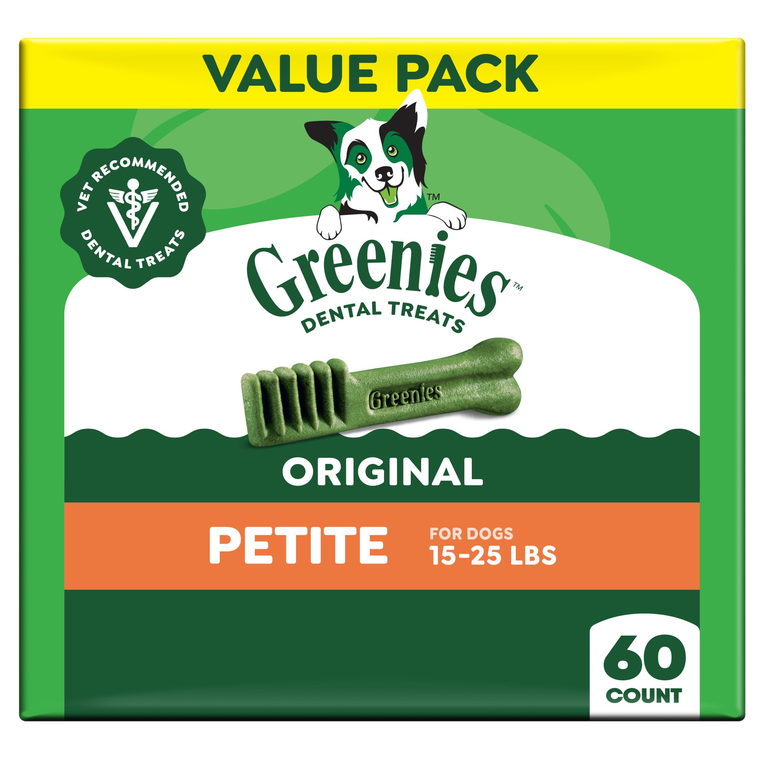 Greenies Original Petite Natural Dental Dog Treats, 36 Oz Pack (60 Treats)