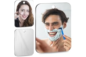 QUEGAU 2 Pack Unbreakable Shower Mirror for Shaving Mirror for Shower,8"x6"Medium Mirror for Wall Hanging,Plastic Mirror,Camping Travel Mirrors,Makeup Handheld Mirror,Shaving Mirror for Shower,Bathroom