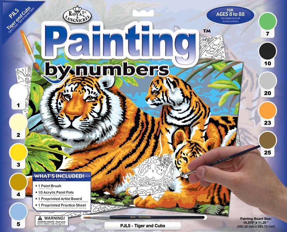 Royal & Langnickel PJL5 Tiger and Cubs Painting by Numbers Kit, Multicolor, 4.87 x 42.38 x 34.76 cm - Image 4