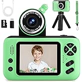 Makolle Kids Camera, Birthday Gifts for Boys and Girls Age 3-8,Video Recorder for Kids 8-12,Childrens Digital Camcorder for vlogging Portable Kids Selfie Camera with 32GB SD Card Green