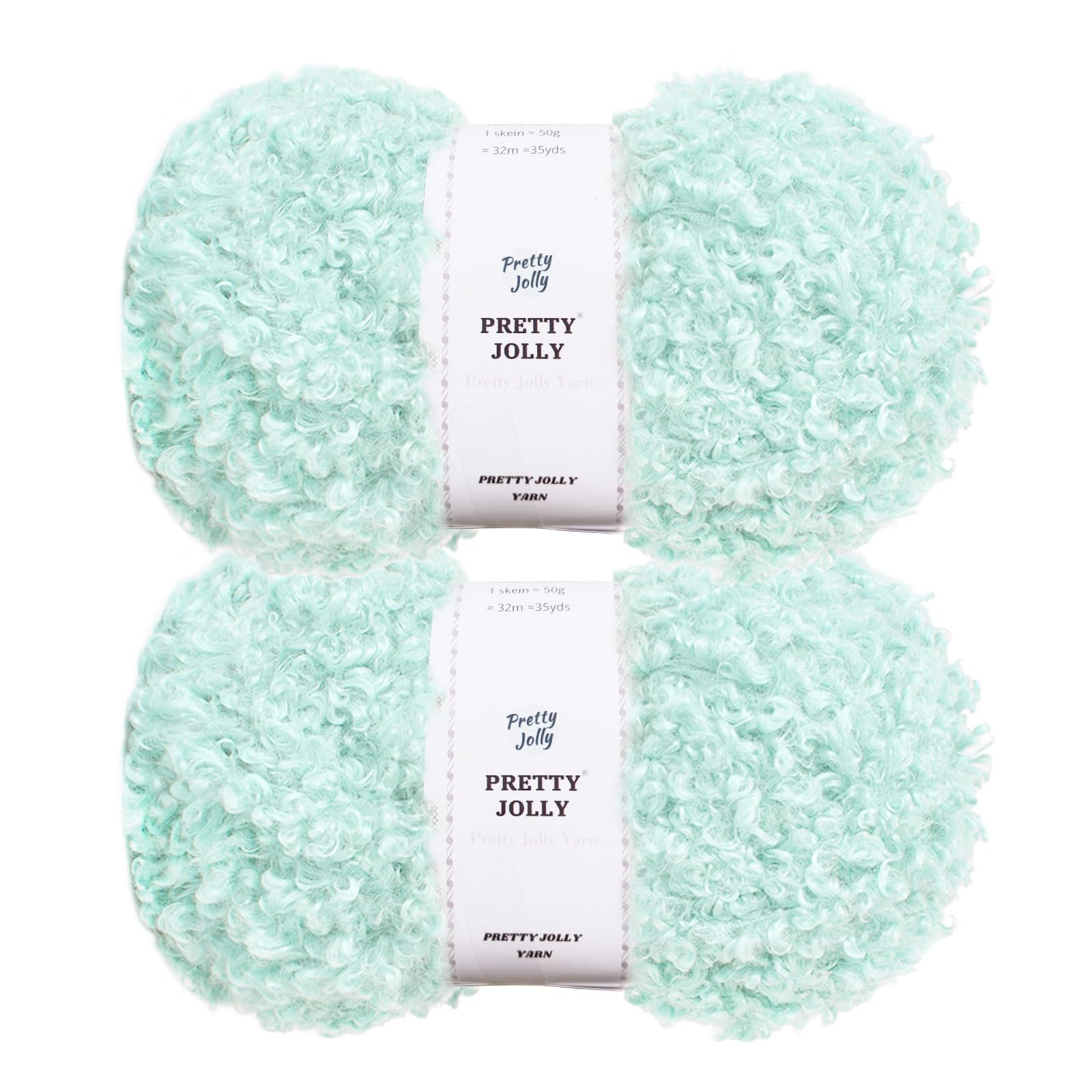Pretty Jolly Teddy Fur Yarn - Super Soft, Chunky, Fluffy Faux Fur - Total Length 2×50m (100g×2) (Pale Blue)