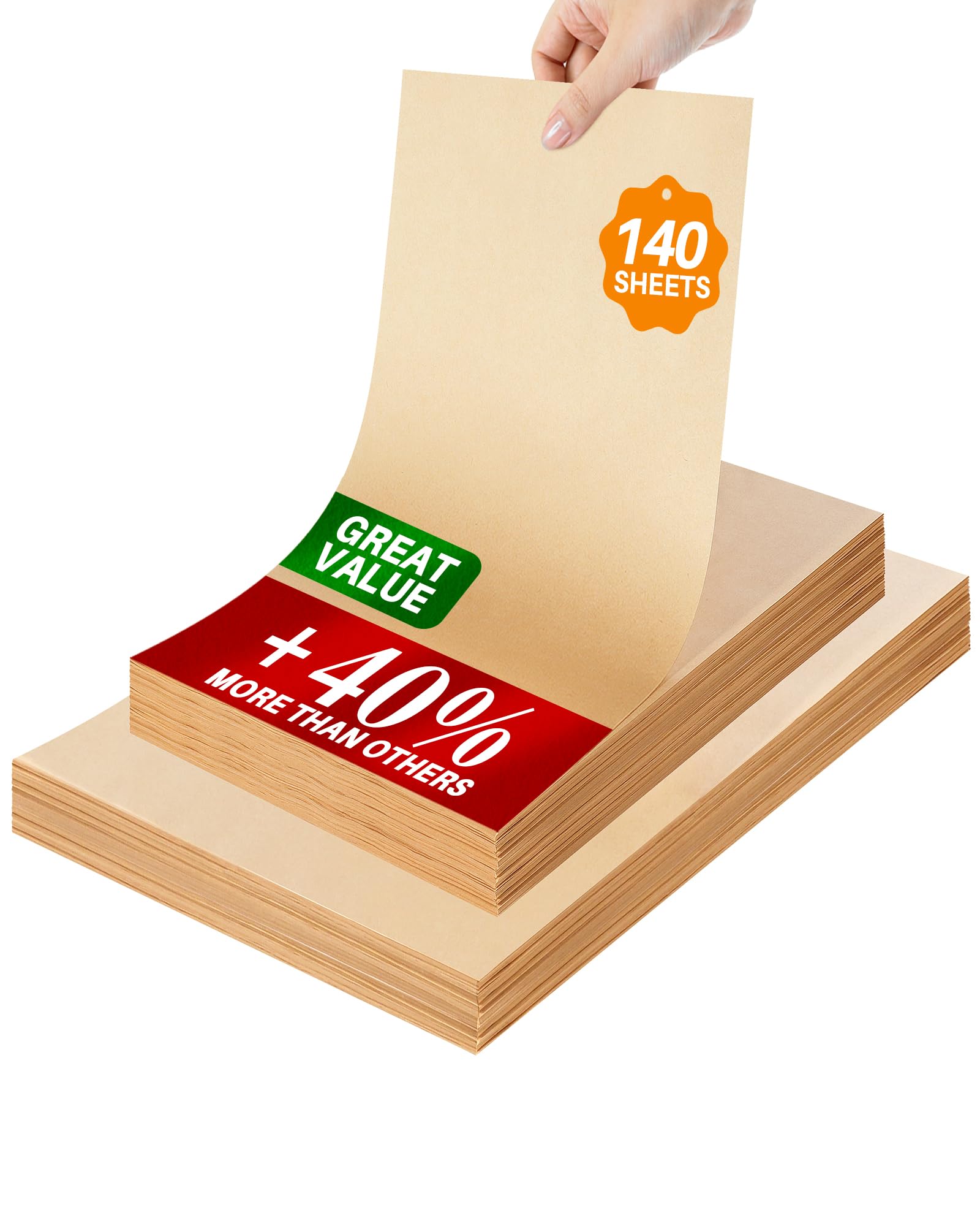 Photo 1 of 140 Parchment Paper Sheets 9x13 Inch | Precut Unbleached Baking Paper Sheets for Oven, Air Fryer, Cookies, Bread, Pizza | Non-Stick, Greaseproof Liners | Natural Brown