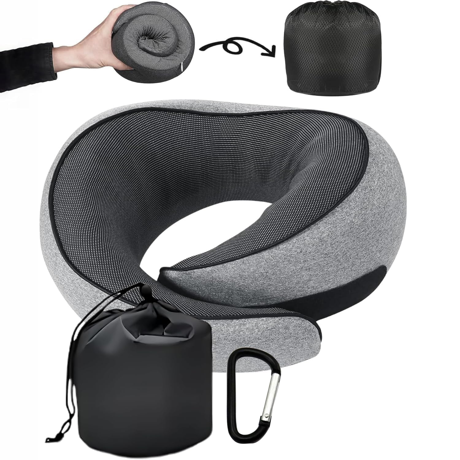 Photo 1 of SZXYX Neck Travel Pillows for Airplanes, 100% Pure Memory Foam Neck Pillow for Airplanes, Comfortable Breathable Cover, 360° Support Stowable Pillows for Sleeping, Car, Airport Travel Essentials L